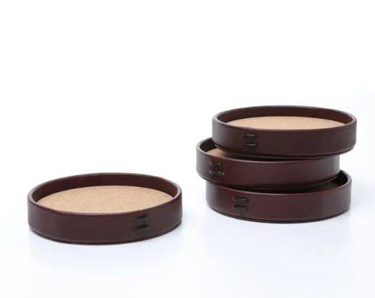COASTERS, LEATHER - SET OF 4