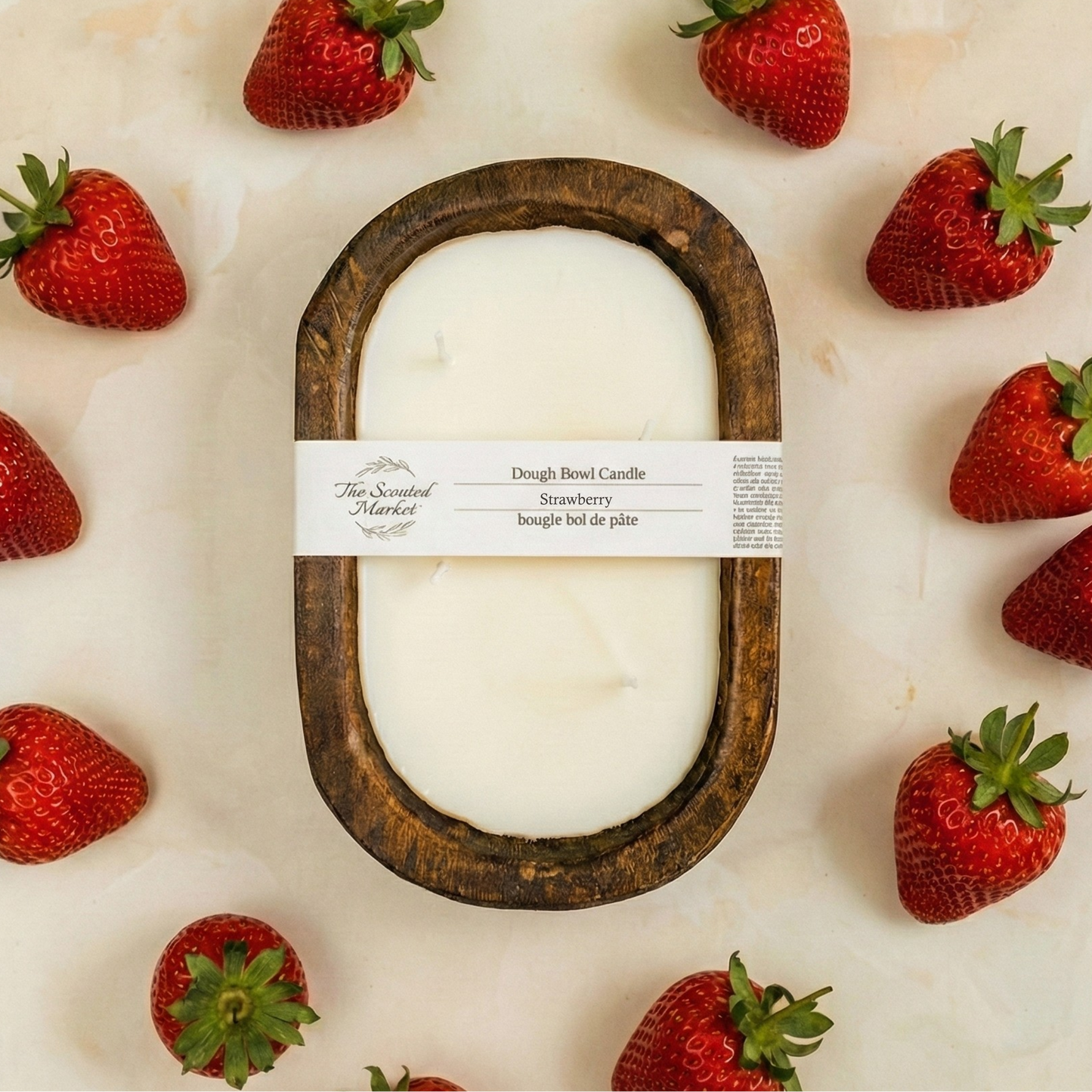 OVAL DOUGH BOWL CANDLE - STRAWBERRY
