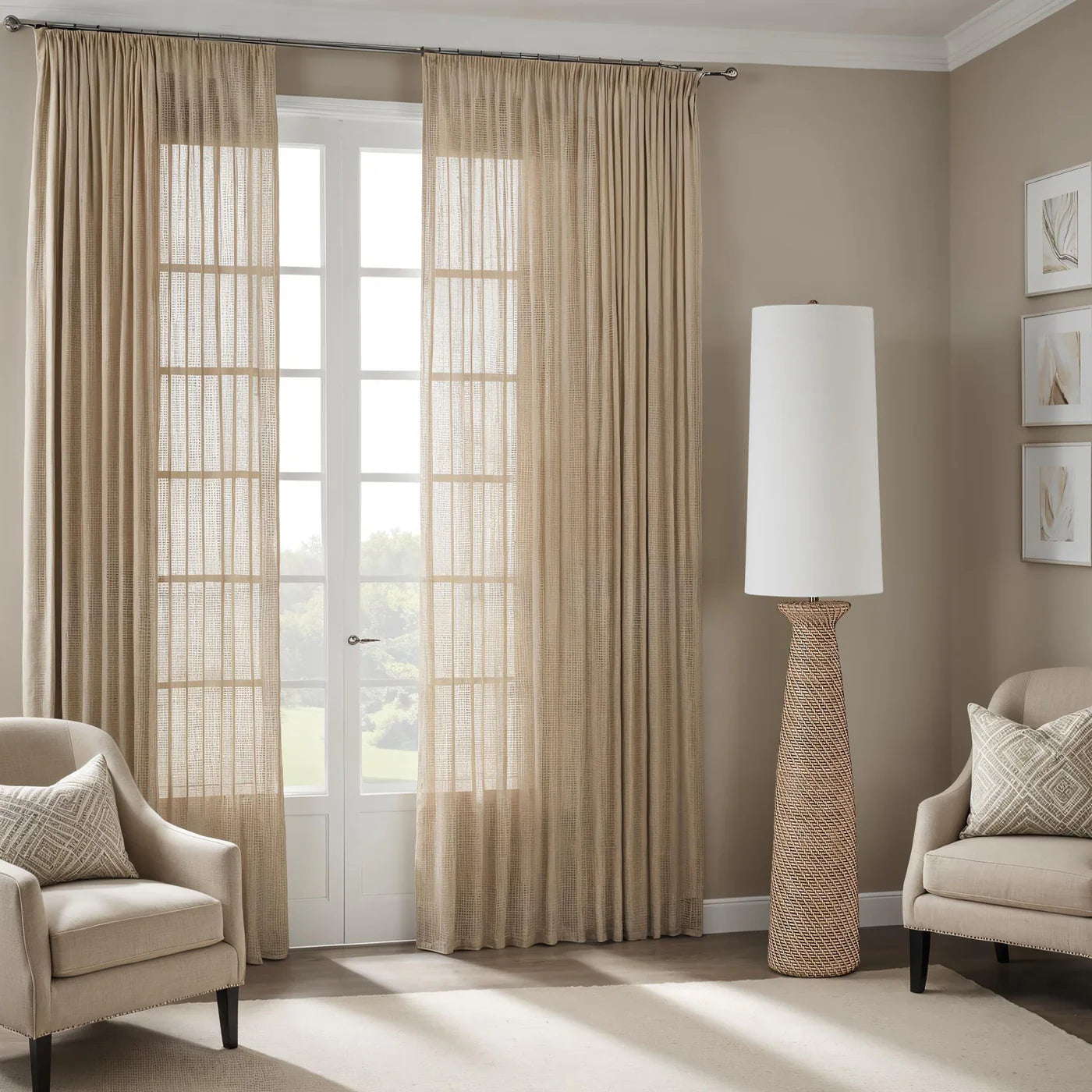 FLOOR LAMP NATHAN - FAUX RATTAN