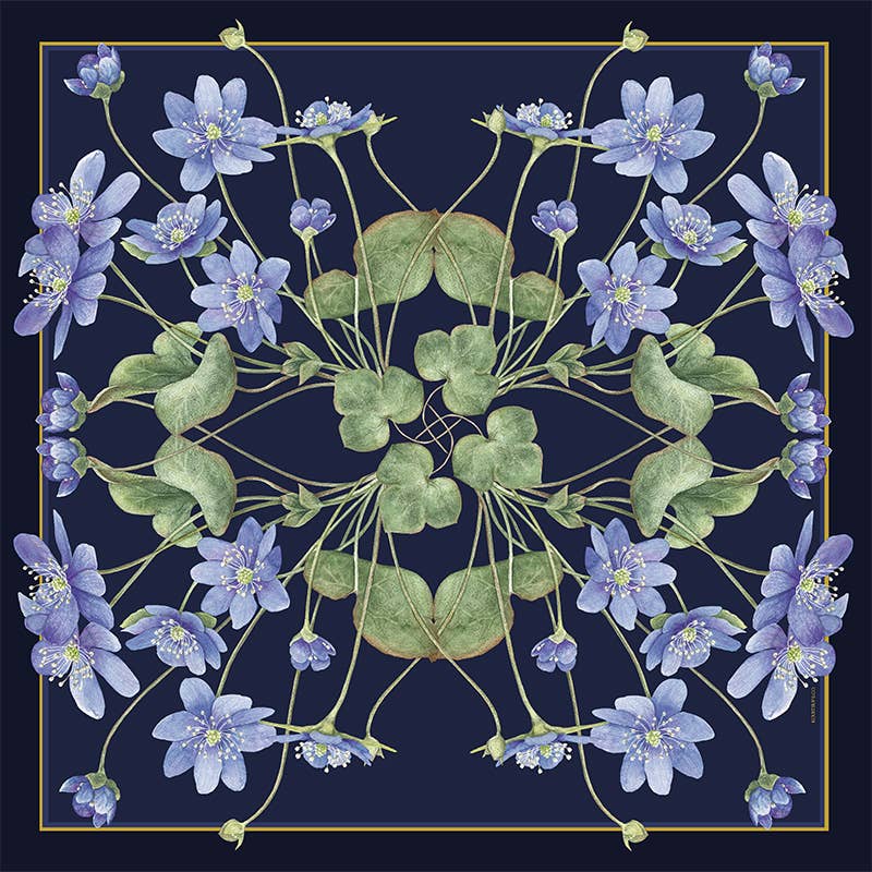 SCARF, SILK - BLUE ANEMONE