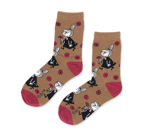 MOOMIN WOMEN'S SOCKS, LITTLE MY FLOWERS - BROWN
