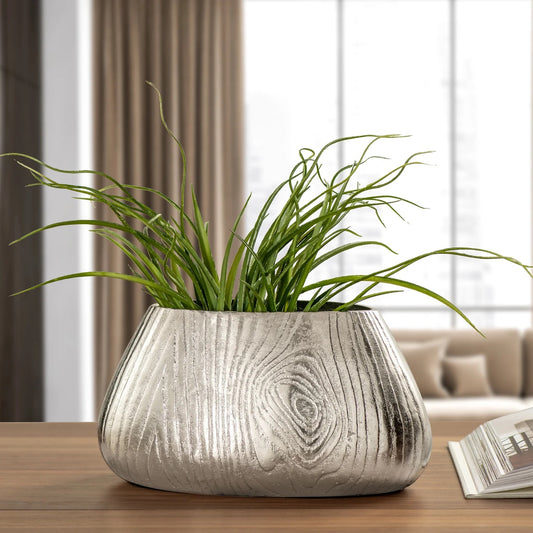 VASE ALUMINIUM BARK - SILVER