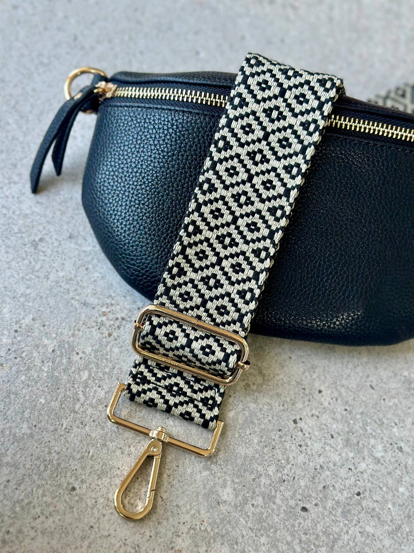 BAG STRAP - BLACK/CREAM