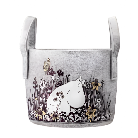 MOOMIN BASKET, FLOWER FIELD - GREY, MEDIUM