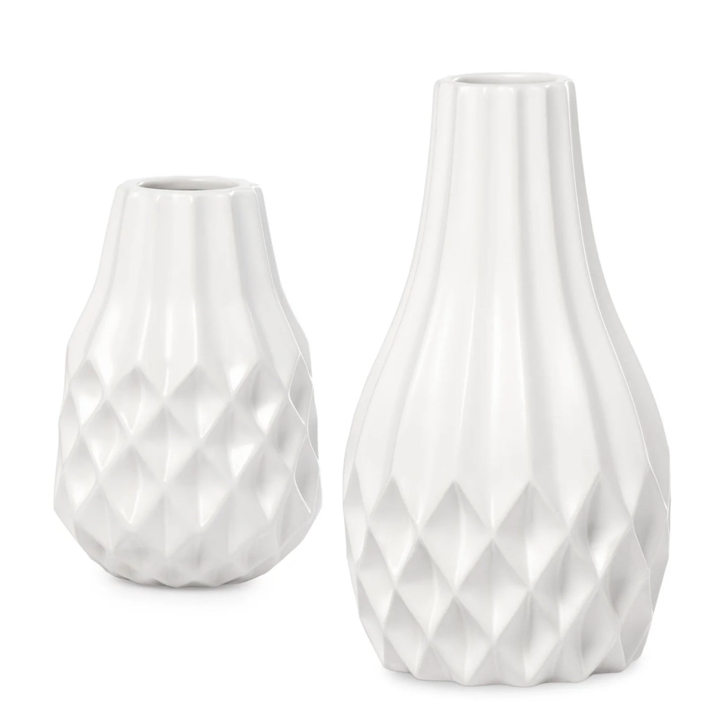 VASE, CERAMIC - BULB, WHITE