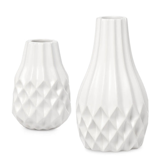 VASE, CERAMIC - BULB, WHITE
