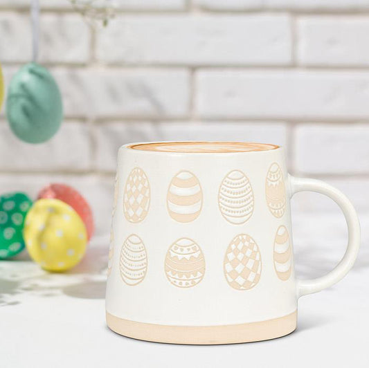 MUG, WIDE BASED - PATTERNED EGGS
