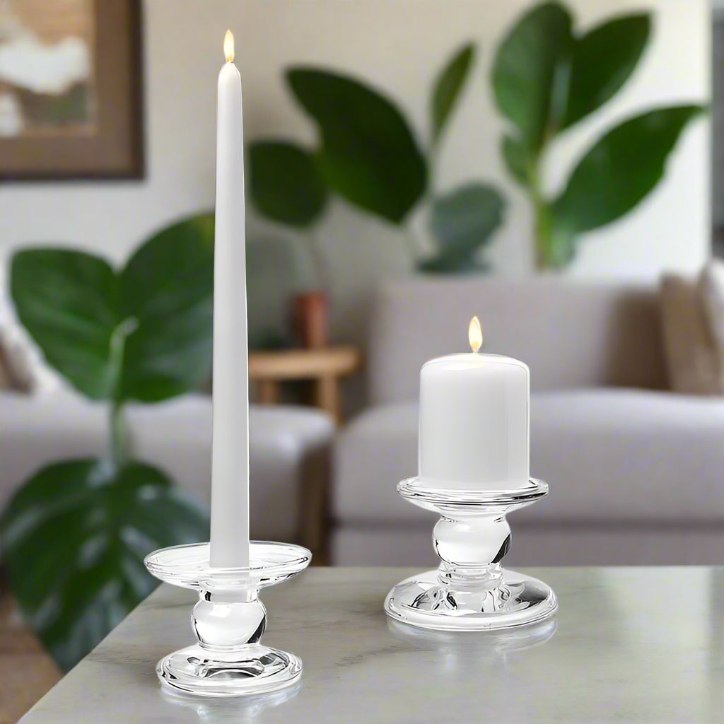 CANDLE HOLDER, REVERSIBLE - CLEAR