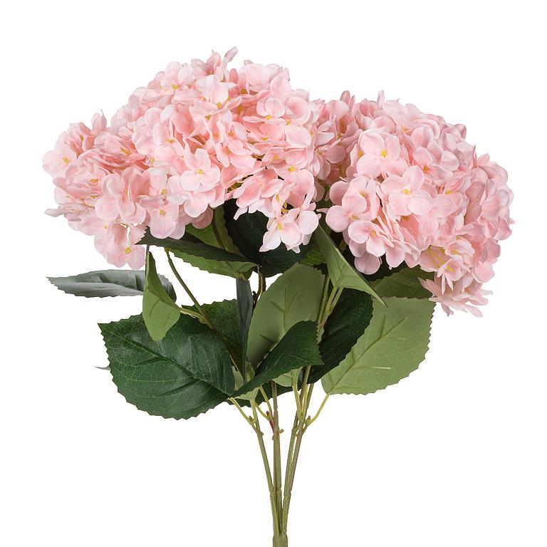 HYDRANGEA BOUQUET, REAL TOUCH - 5 BLOOM, PINK