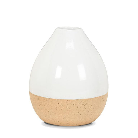 VASE, OVAL - WHITE/NATURAL