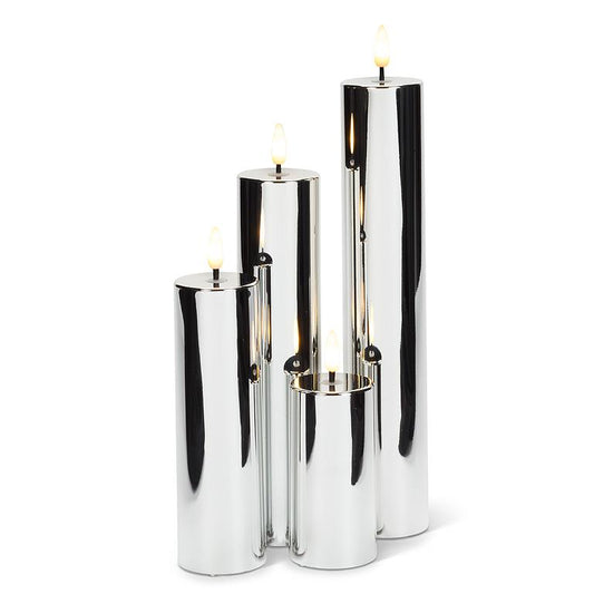 LED METALLIC CANDLES - SILVER