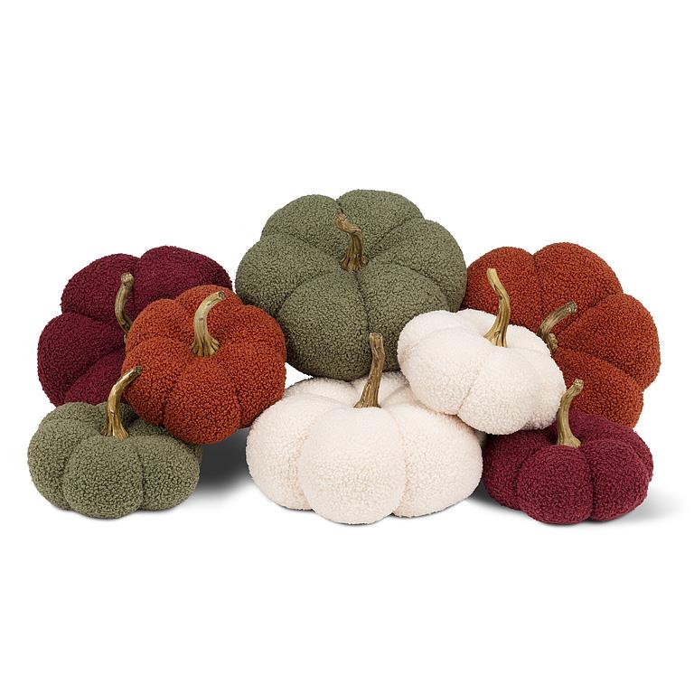 ROUND PUMPKIN - BOUCLE W/RESIN STEM