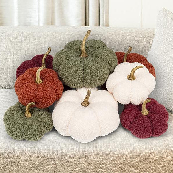 ROUND PUMPKIN - BOUCLE W/RESIN STEM