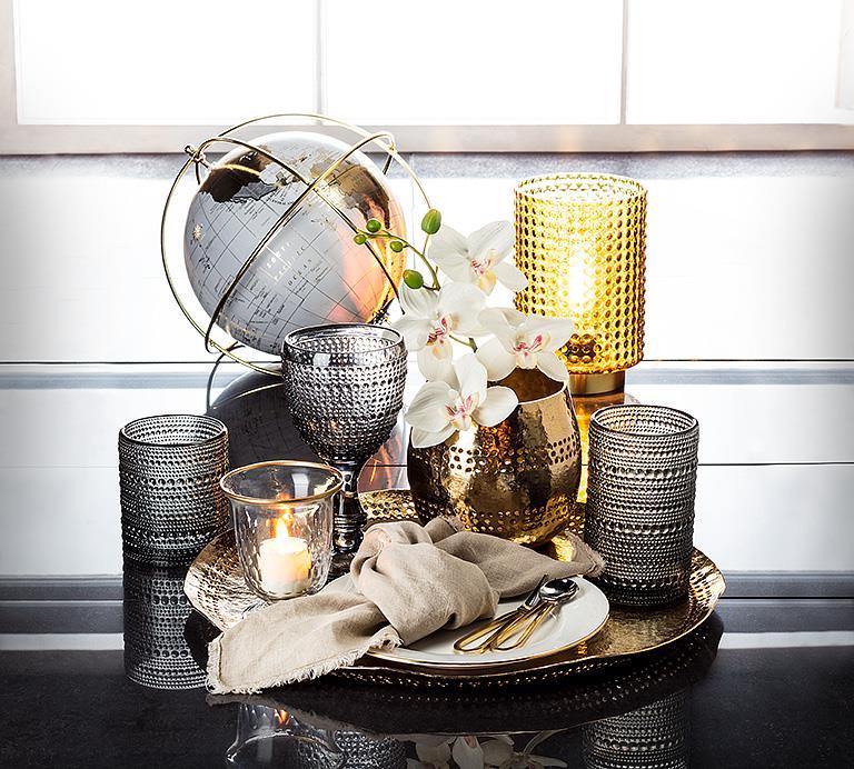 GLASS TUMBLER - GREY, PEBBLE FINISH