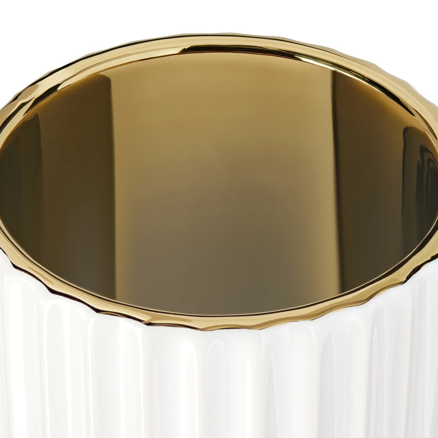 VASE - WHITE/GOLD, CERAMIC
