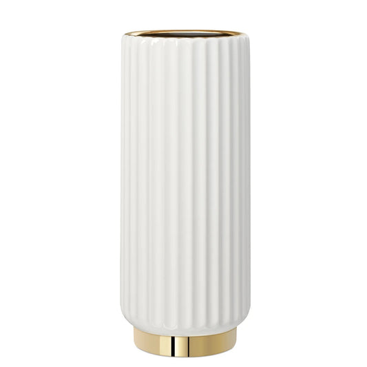 VASE - WHITE/GOLD, CERAMIC