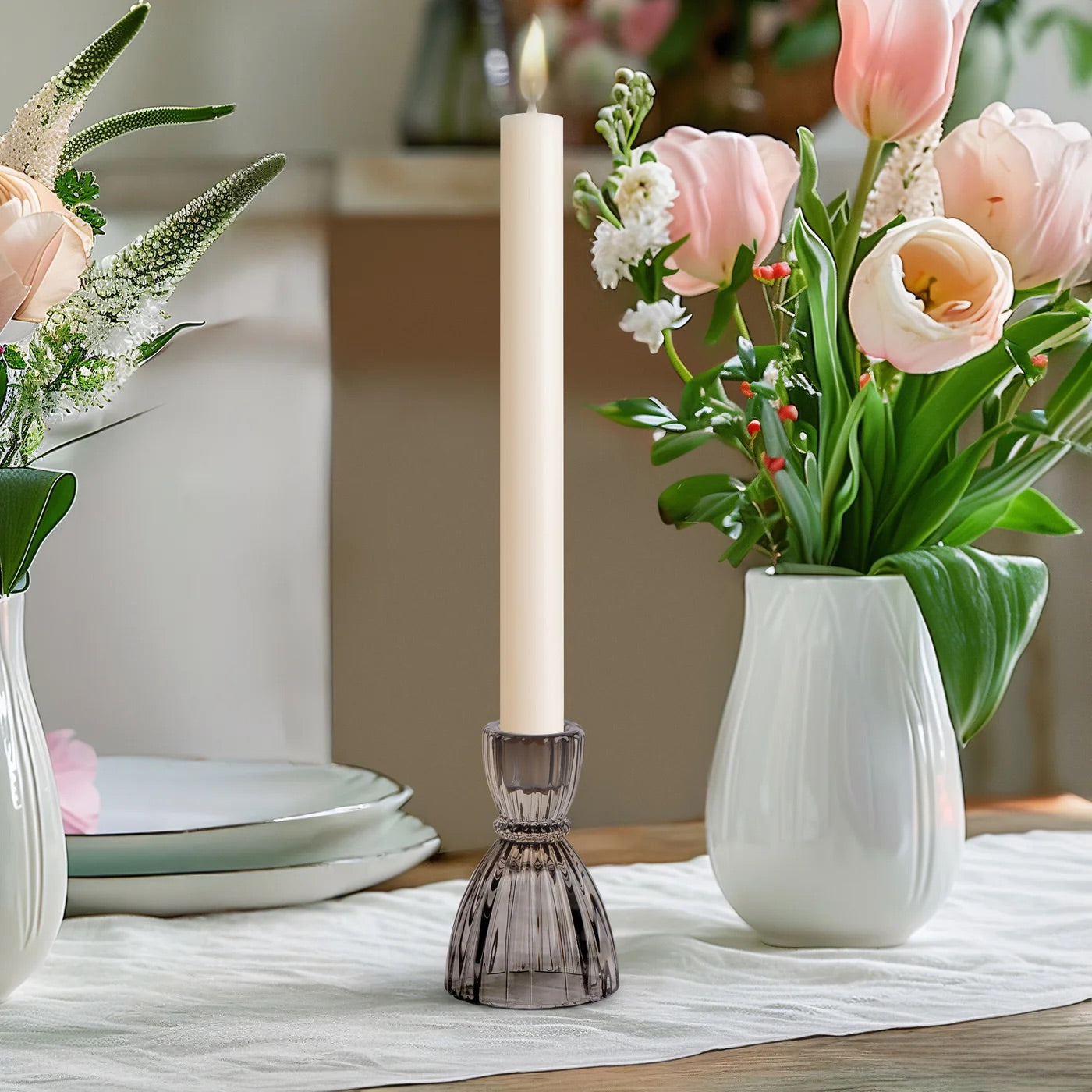 CANDLE HOLDER - FACETED GLASS