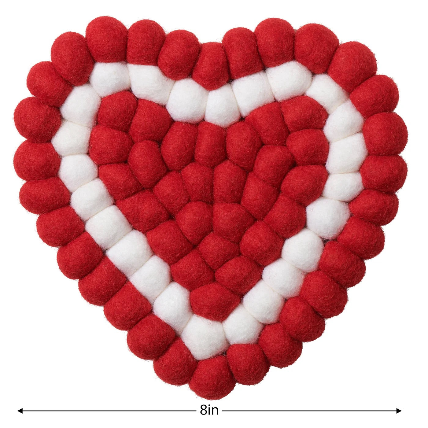 TRIVET, BALL FELT/HEART - RED/WHITE