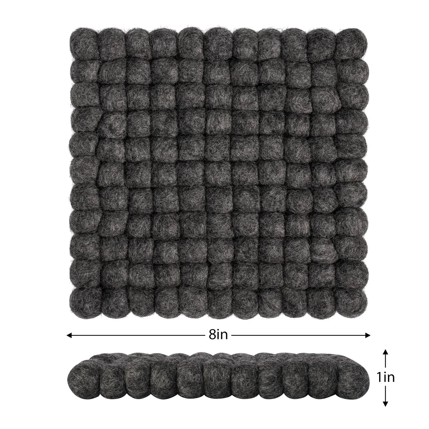 TRIVET, BALL FELT - SQUARE, DARK GREY