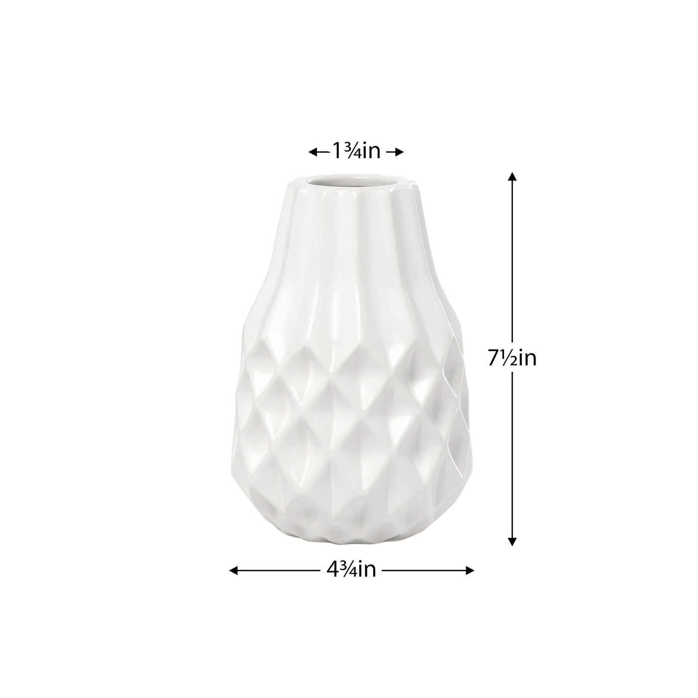 VASE, CERAMIC - BULB, WHITE
