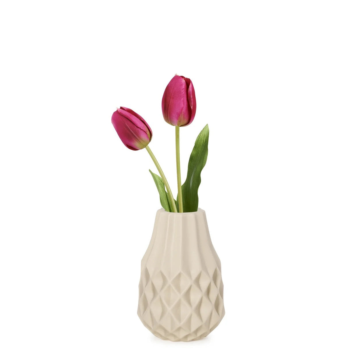 VASE, CERAMIC - BULB, BEIGE