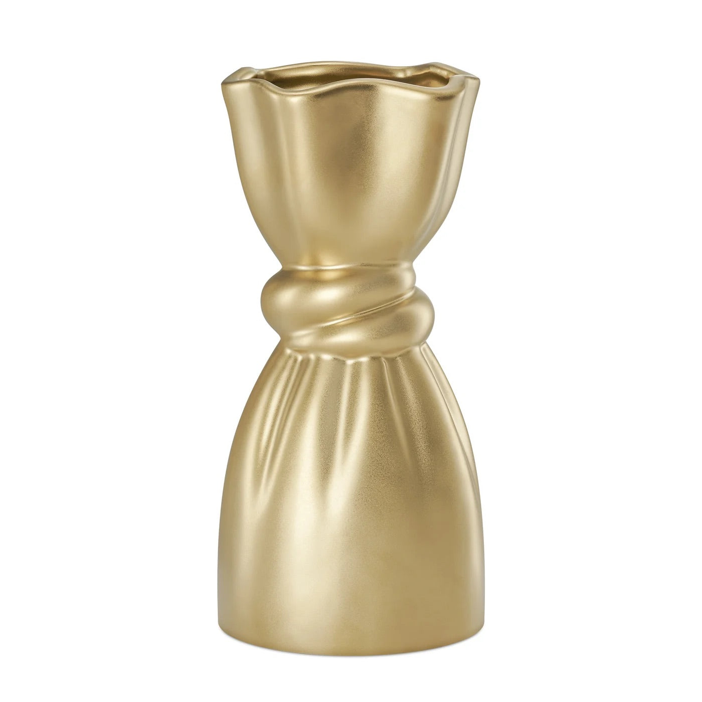VASE, CERAMIC KNOT - MATTE GOLD
