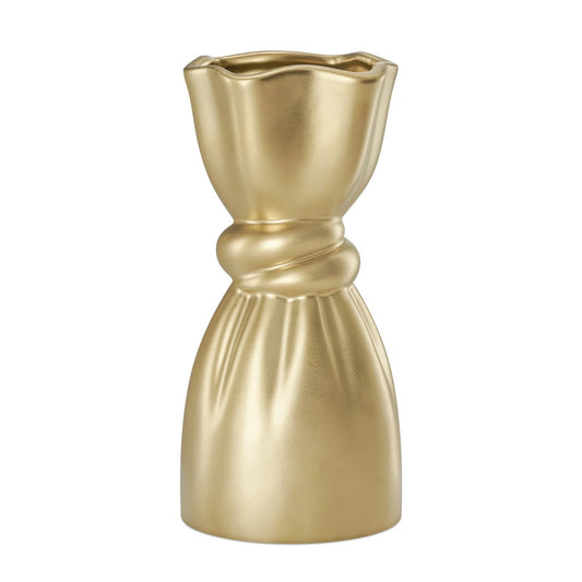 VASE, CERAMIC KNOT - MATTE GOLD