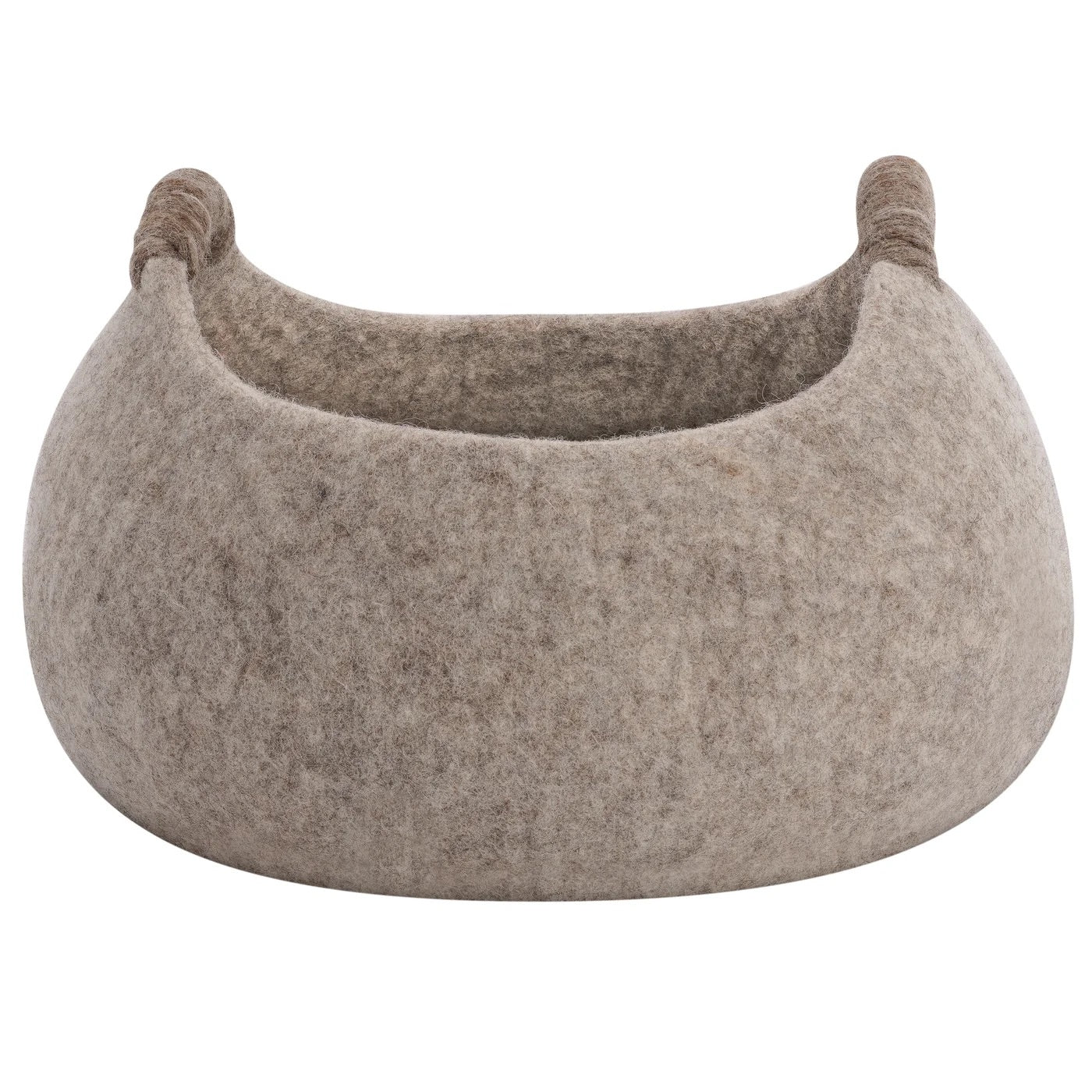 BASKET W/HANDLES, MODWOOL FELT - BROWN