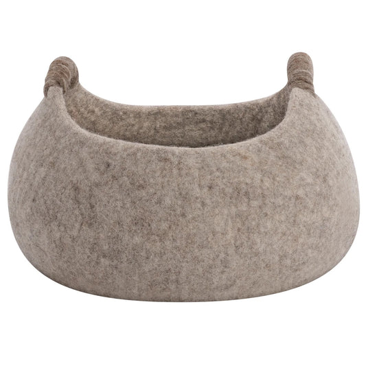 BASKET W/HANDLES, MODWOOL FELT - BROWN