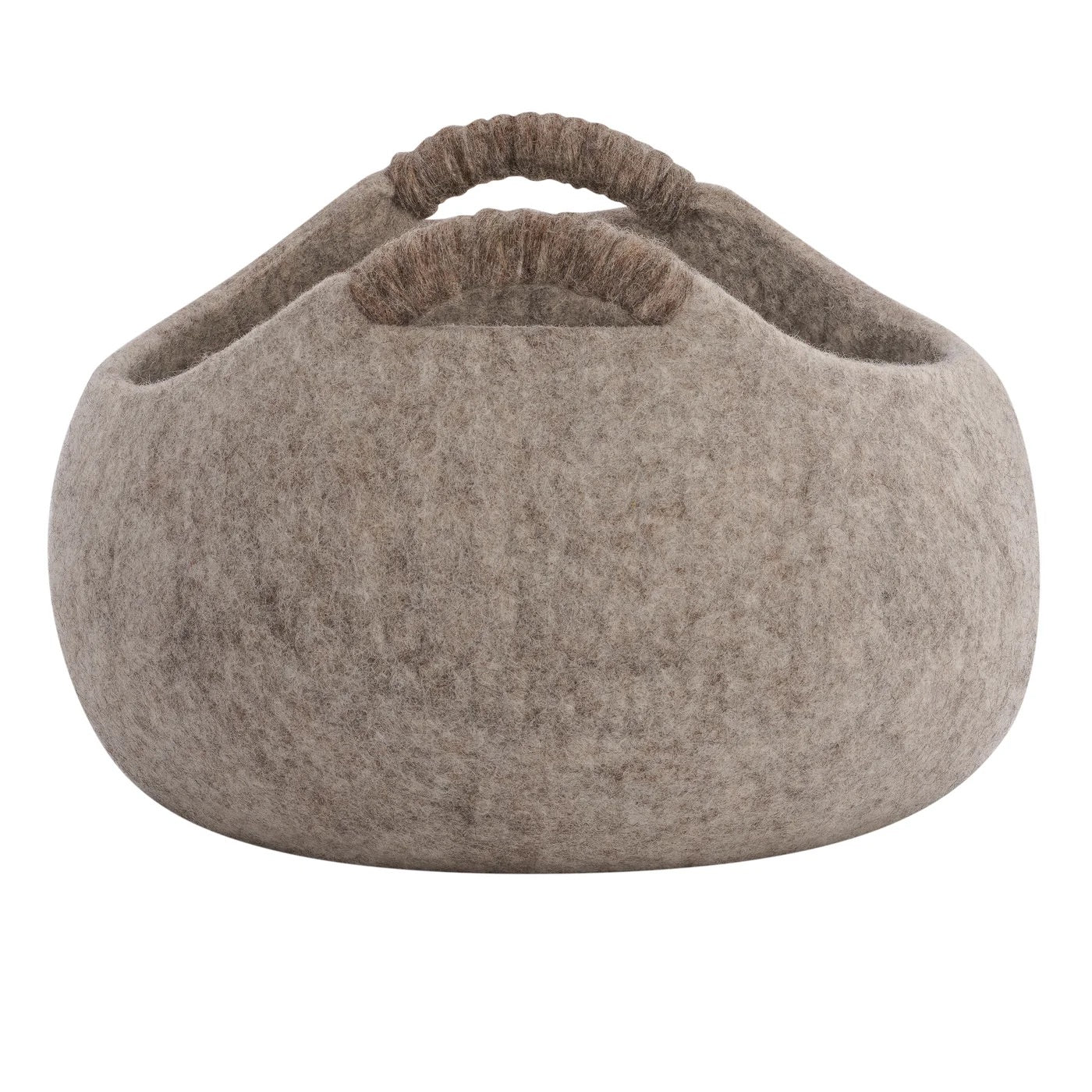 BASKET W/HANDLES, MODWOOL FELT - BROWN