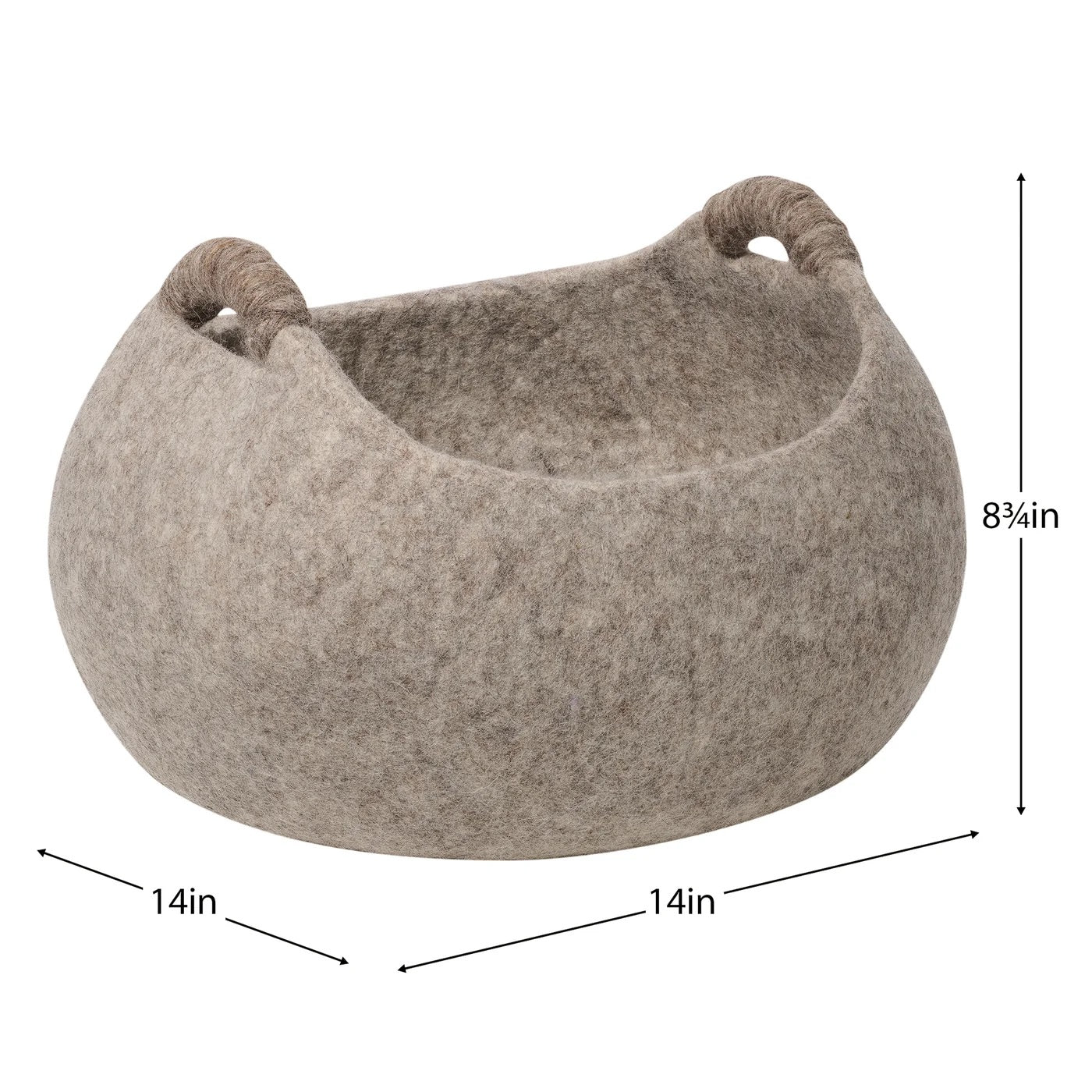 BASKET W/HANDLES, MODWOOL FELT - BROWN