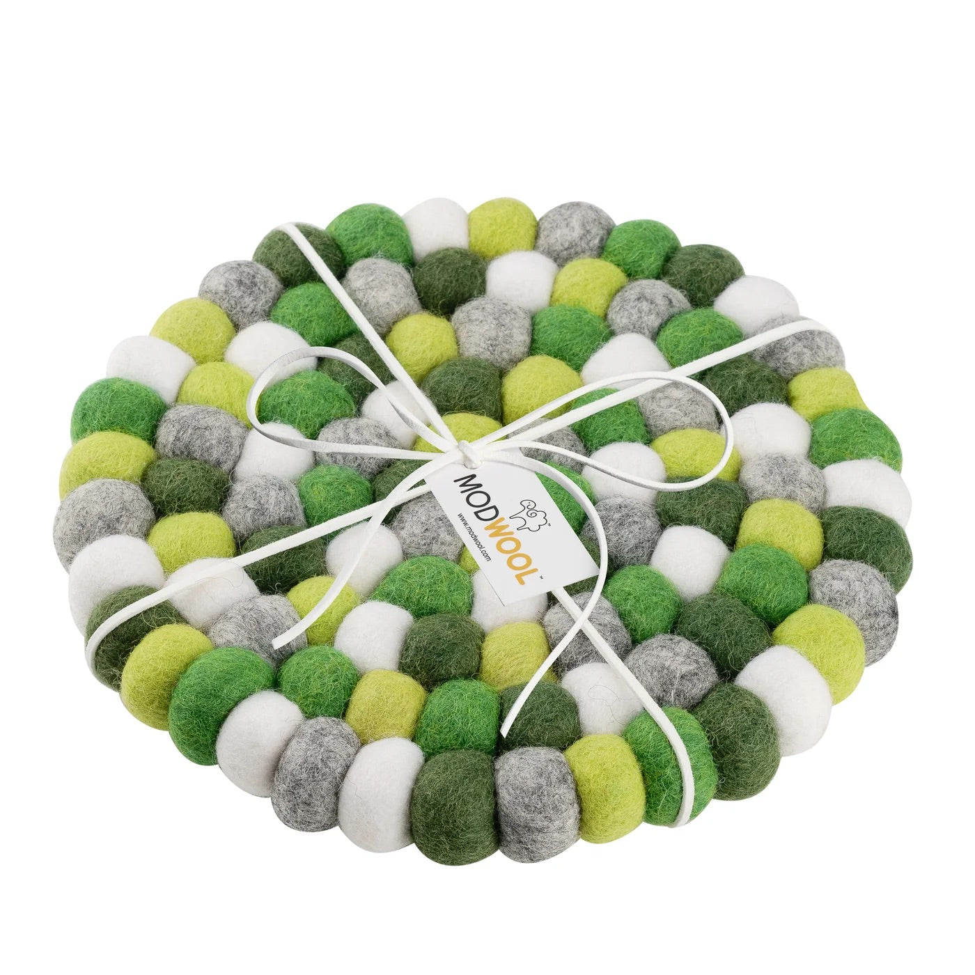 TRIVET, BALL FELT/ROUND - GREEN/GREY/WHITE