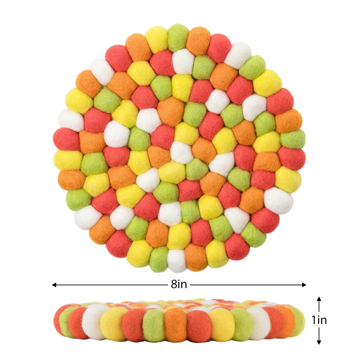 TRIVET, BALL FELT/ROUND - CITRUS COLORS