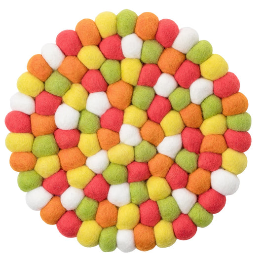 TRIVET, BALL FELT/ROUND - CITRUS COLORS