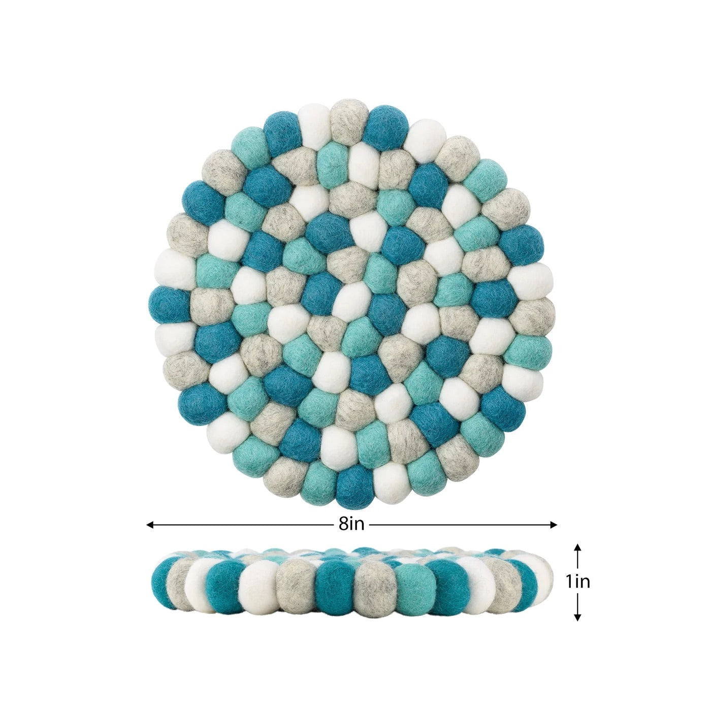 TRIVET, BALL FELT/ROUND - OCEAN