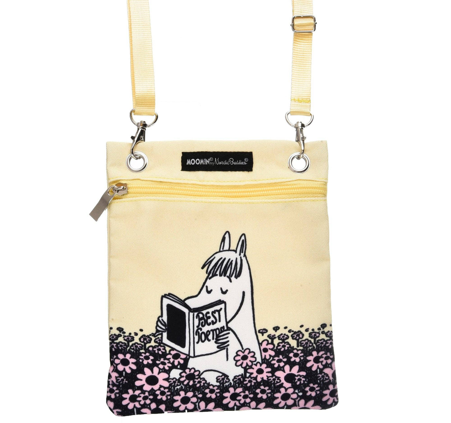 MOOMIN PASSPORT BAG, SNORKMAIDEN READING - YELLOW