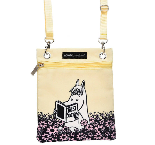 MOOMIN PASSPORT BAG, SNORKMAIDEN READING - YELLOW
