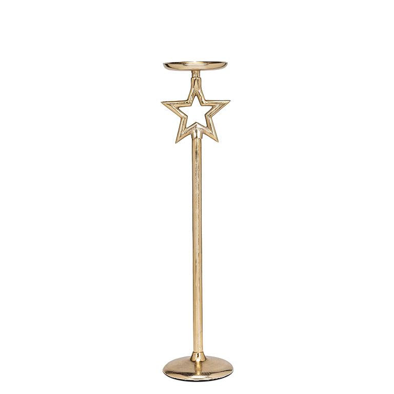 CANDLE HOLDER/PILLAR - GOLD/STAR