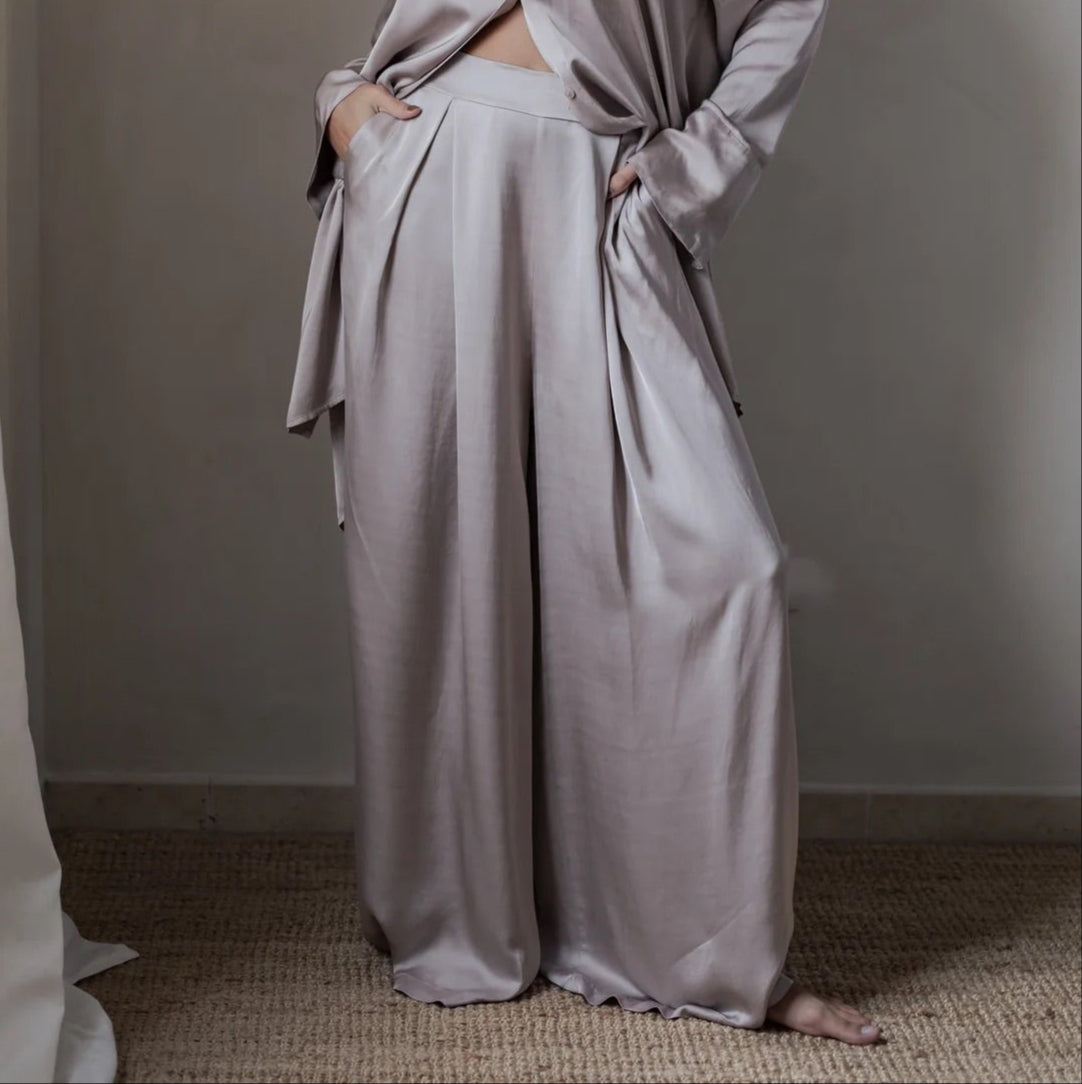 PANTS SHINE, SATIN LUXE - SILVERPINK