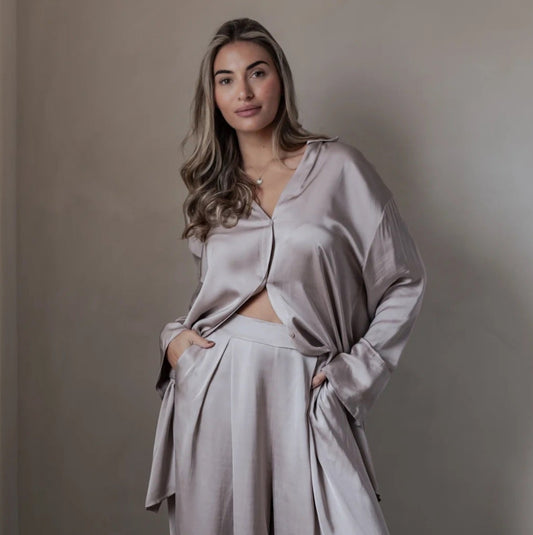 SHIRT VELONNA, SATIN LUXE - SILVERPINK