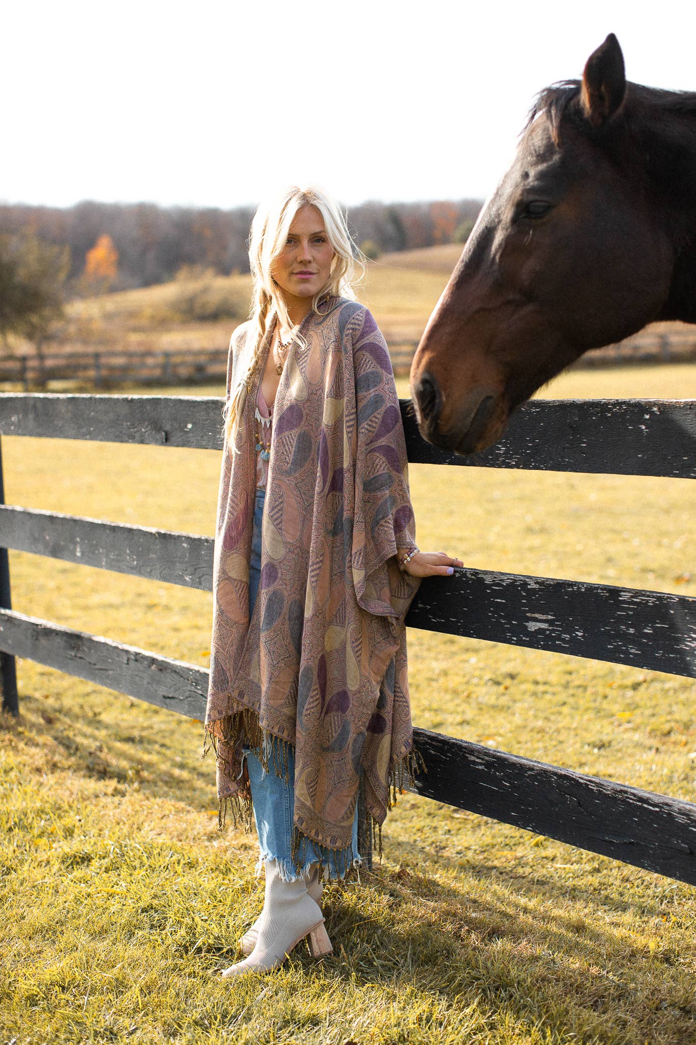 KIMONO, PATCHWORK PAISLEY - MAUVE BEIGE