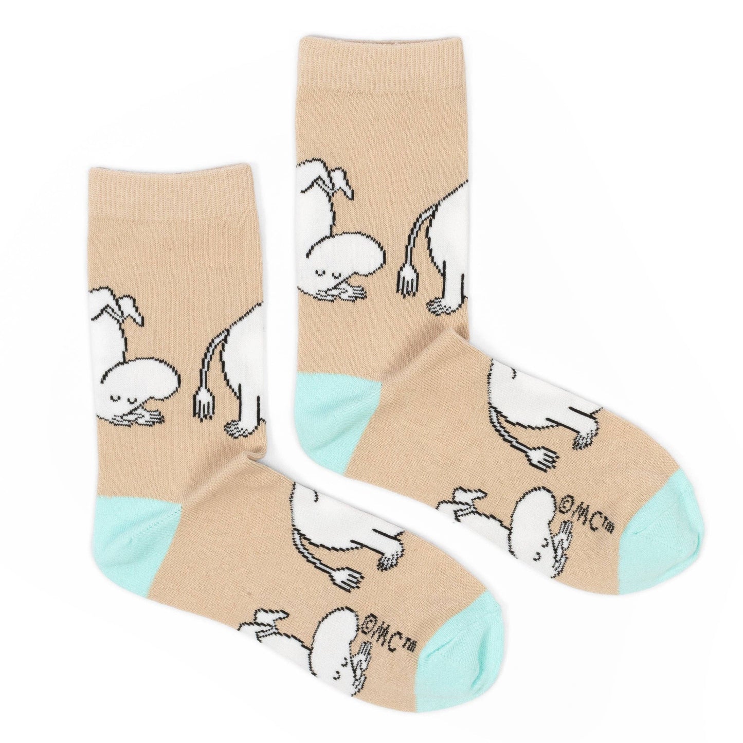 MOOMIN WOMEN'S  SOCKS, HAPPINESS - BEIGE/TURQUOISE