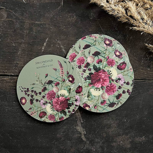 COASTER SET, 2-SIDED - BLOSSOM FLOWER, BIRCH