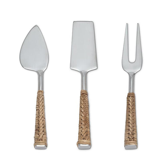 CHEESE KNIVES SET - RATTAN HANDLE