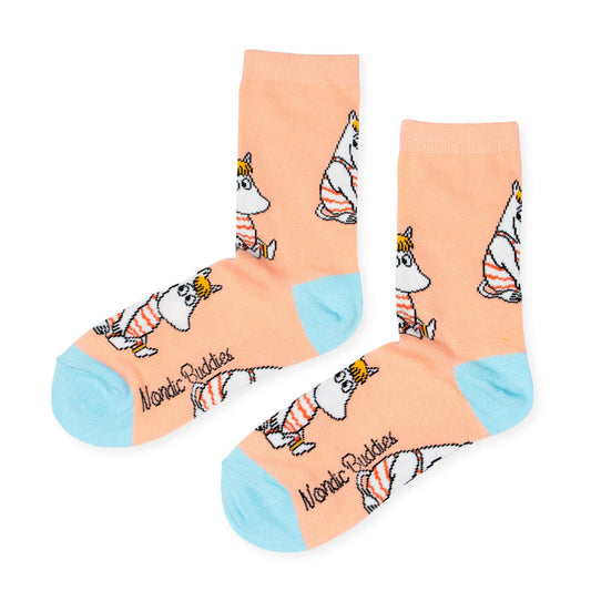MOOMIN SOCKS (SNORKMAIDEN), WOMEN'S - PEACH/TURQ