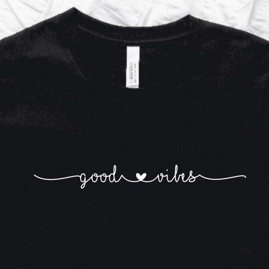 T-SHIRT, GOOD VIBES - BLACK