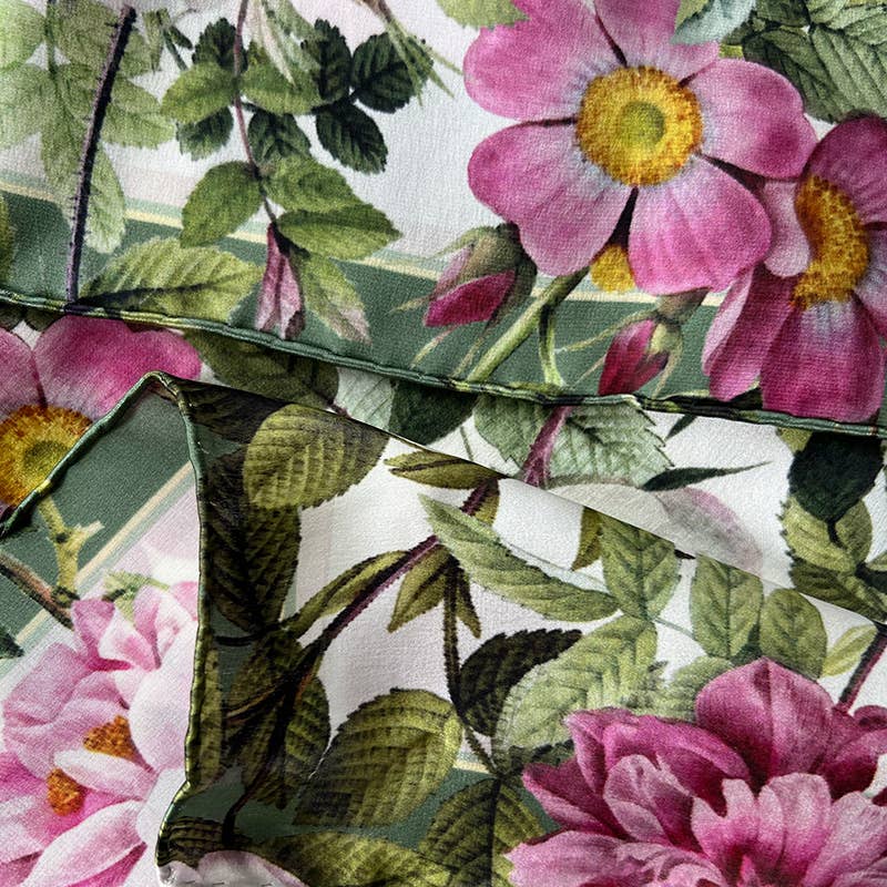 SCARF, SILK - ROSE FLOWER GARDEN