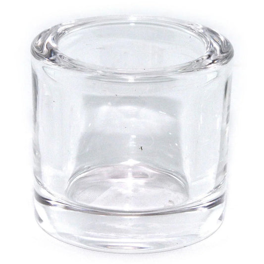CANDLE HOLDER, HEAVY GLASS  - CLEAR