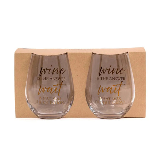WINE GLASS, WINE IS THE ANSWER - GOLD