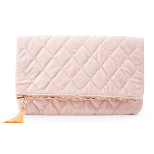 FOLD OVER VELVET CLUTCH - BLUSH PINK